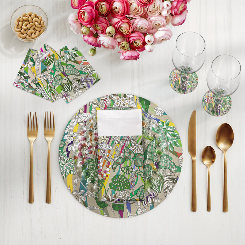 Sabi Jungle Pebble 16" Vinyl Placemat, Beige