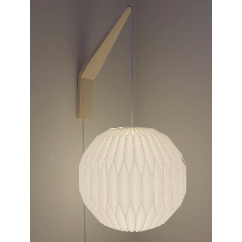 Applique en bois + abat-jour globe, Globe