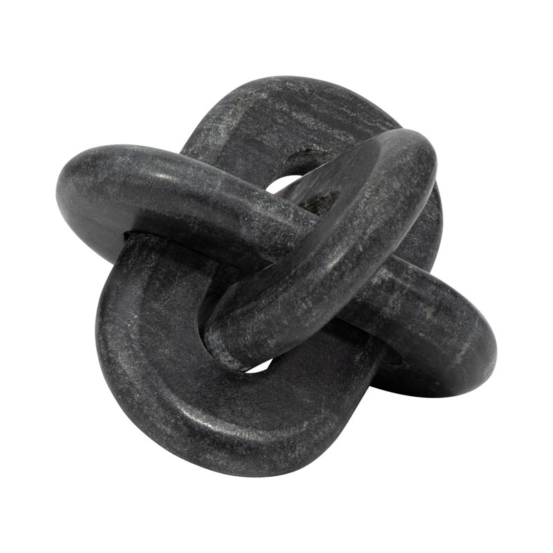 Sculptural Marble Decorative Object with Interlocking Design for Living Room Decor - Modern Home Accent for Coffee Table, or Home Decoration - Gray