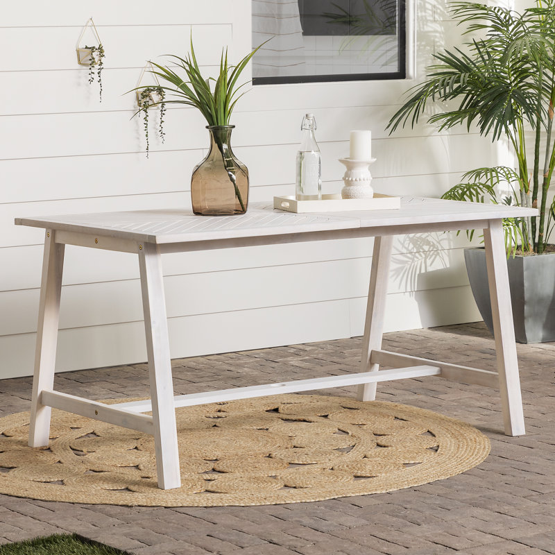 Table de salle à manger en bois Harbison, Blanc délavé