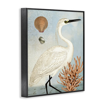 Art maritime, aigrette et corail noir, estampe numérique par Susan Arnot