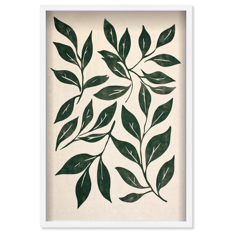 Oliver Gal Leaf Linen II Floral and Botanical - Luxury Shadowbox Framed Wall Art, 25" H x 17" W, White