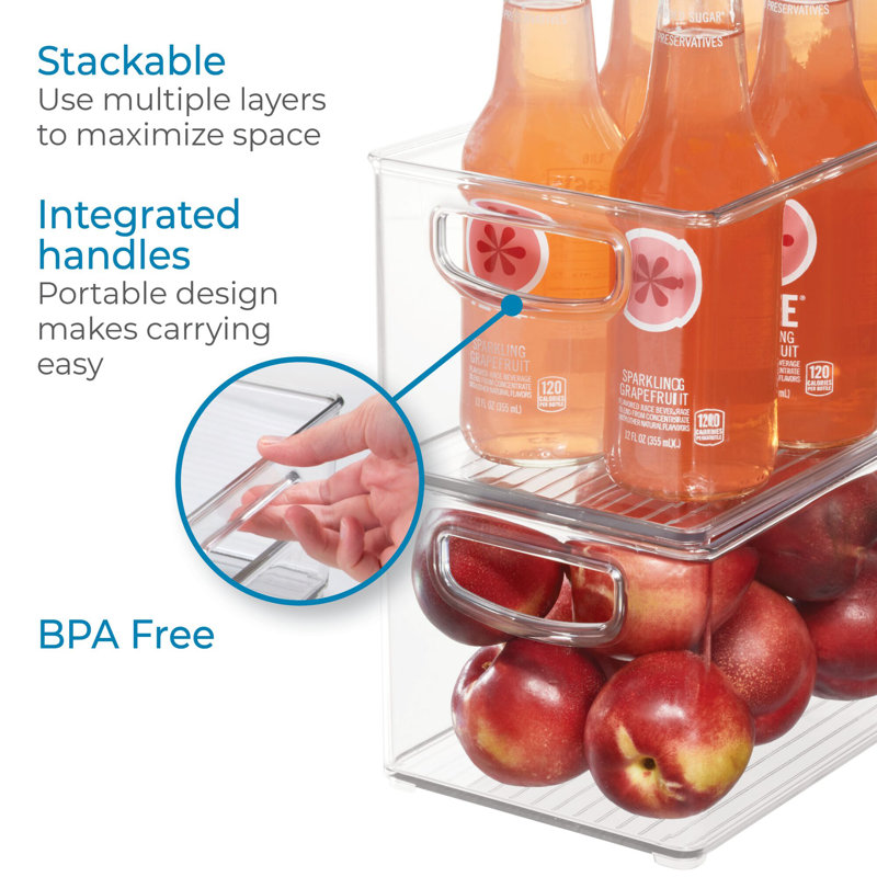 iDesign 8-Piece Recycled Plastic Small Stackable Kitchen Organizer Bin Set, Clear