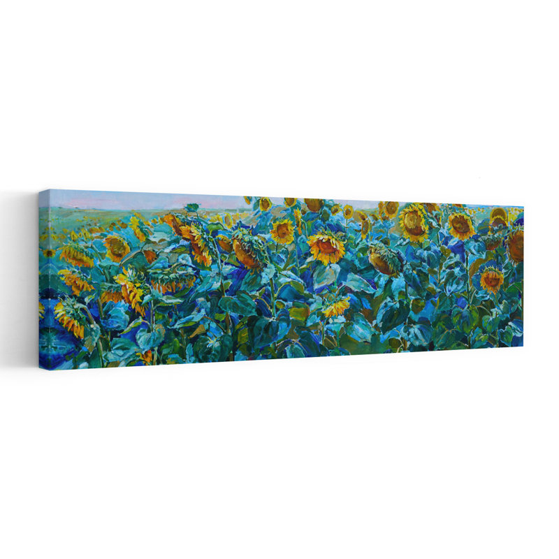 «Vibrant Sunflower Field Abstract Contemporary Sunflower Landscape Nature», art mural, H 48 po x l 16 po