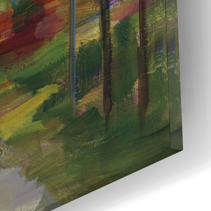 «Path in the Forest» par Silvia Vassileva, art mural en verre acrylique, H 12 po x l 16 po x P 0,13 po