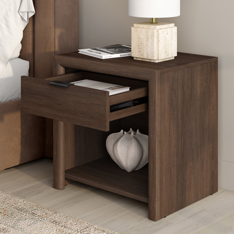 Clara 24" Rectangular Nightstand in Brown Oak, Brown Oak