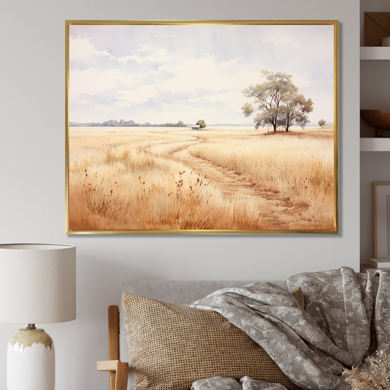Prairie Peacefulness Meadows III, Cadre flottant doré, 34" H x 44" W