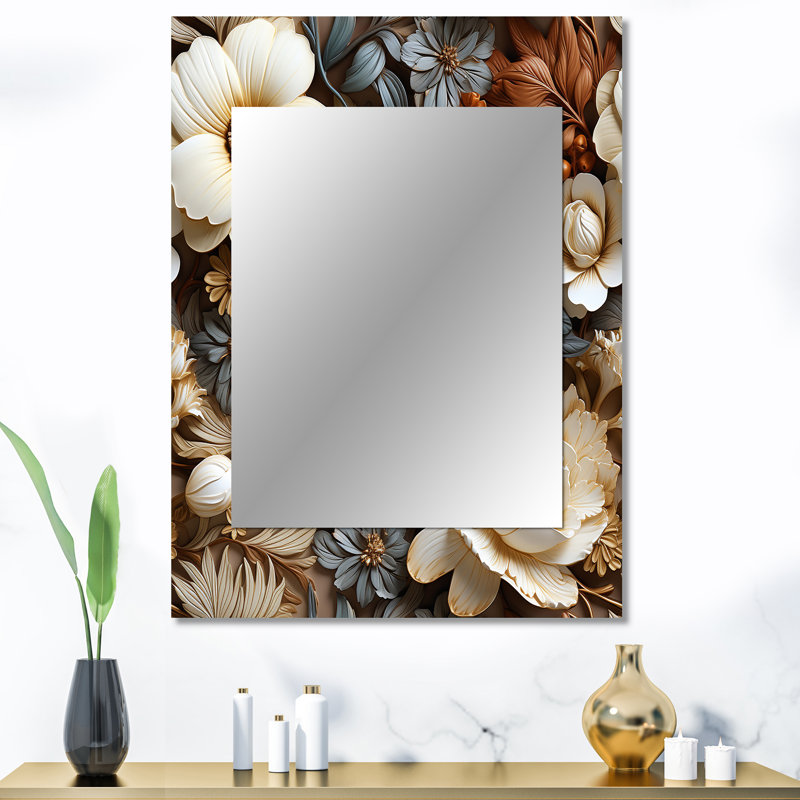Rustic Brocade Elegance Victorian Pattern - Floral Mirror Wall Decor, 40" x 30"