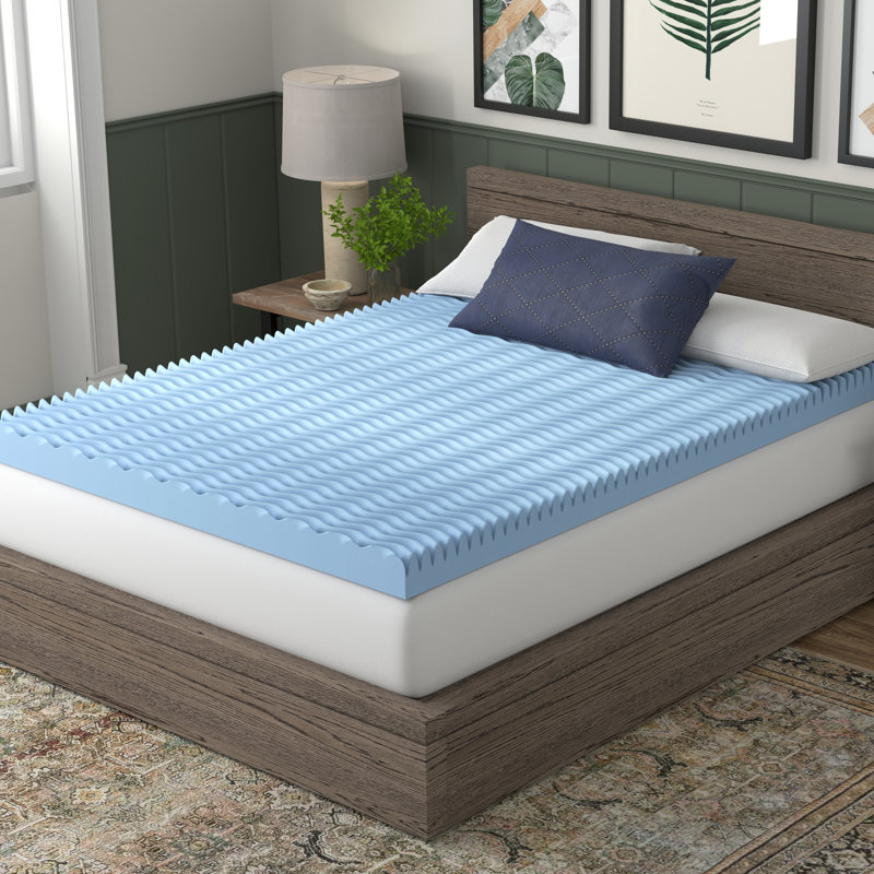Vibe 4” Wave Convoluted Gel Memory Foam Mattress T 4 in. Memory Foam Mattress Topper, Queen