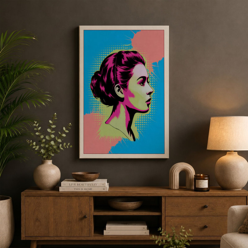 Portrait Pop Art - Wrapped Canvas, 36x24 - 91.4 x 61.0 cm, White Border