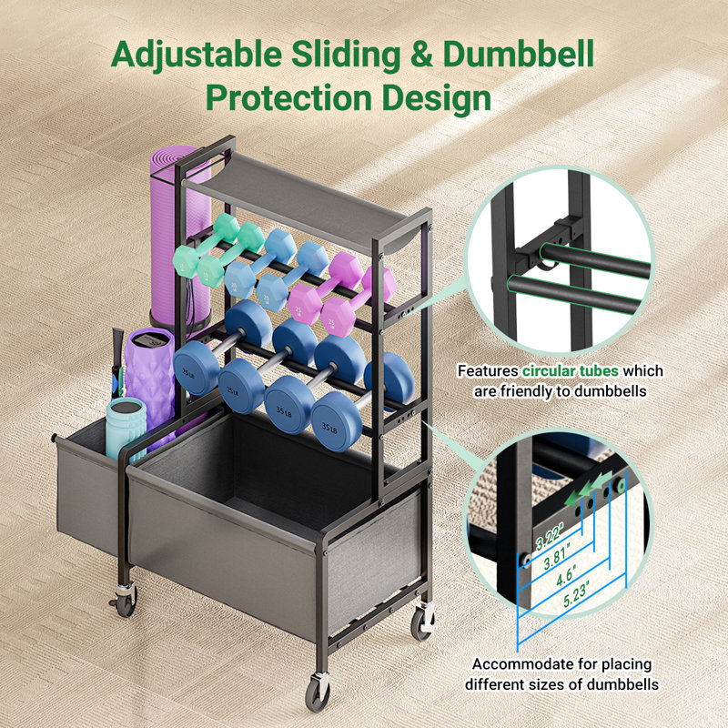 4-Tier Freestanding Adjustable Dumbbell Storage Rack Weight Rack For Dumbbells Black