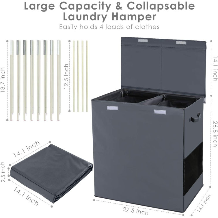 Rebrilliant Double Laundry Hamper with Lid and Removable Laundry