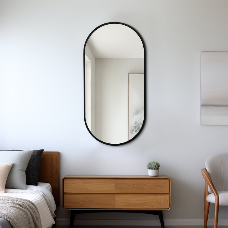 Miroir mural de salle de bain Malpress, Noir, 20 po X 20 po, Rond