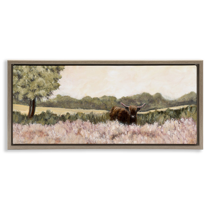 Dappled Country Meadow avec cadre flottant pour bovins, design par Soulspeak & Sawdust, H 14 po x l 31 po
