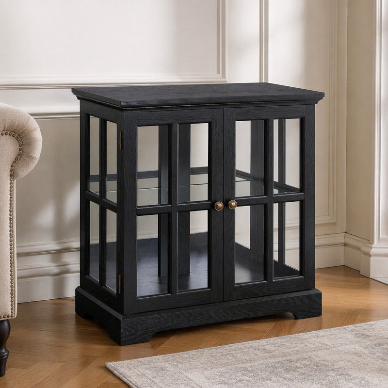 Vitrine de style antique à DEL avec tablettes réglables, vitrine de qualité rétro pour la décoration, le rangement et l'organisation.