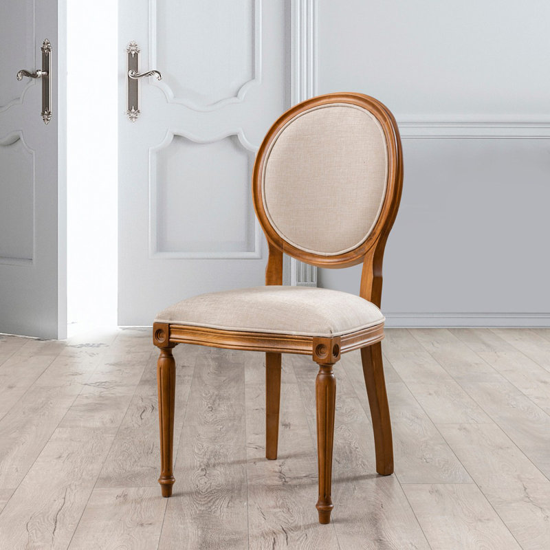 Élégante chaise en bois de hêtre avec revêtement en lin, 19,0 x 38,6 x 38,6 pouces | Fabrication en noyer massif et beige, fabrication 100% bois de hêtre | Conception traditionnelle pour le salon, la salle à manger et le bureau