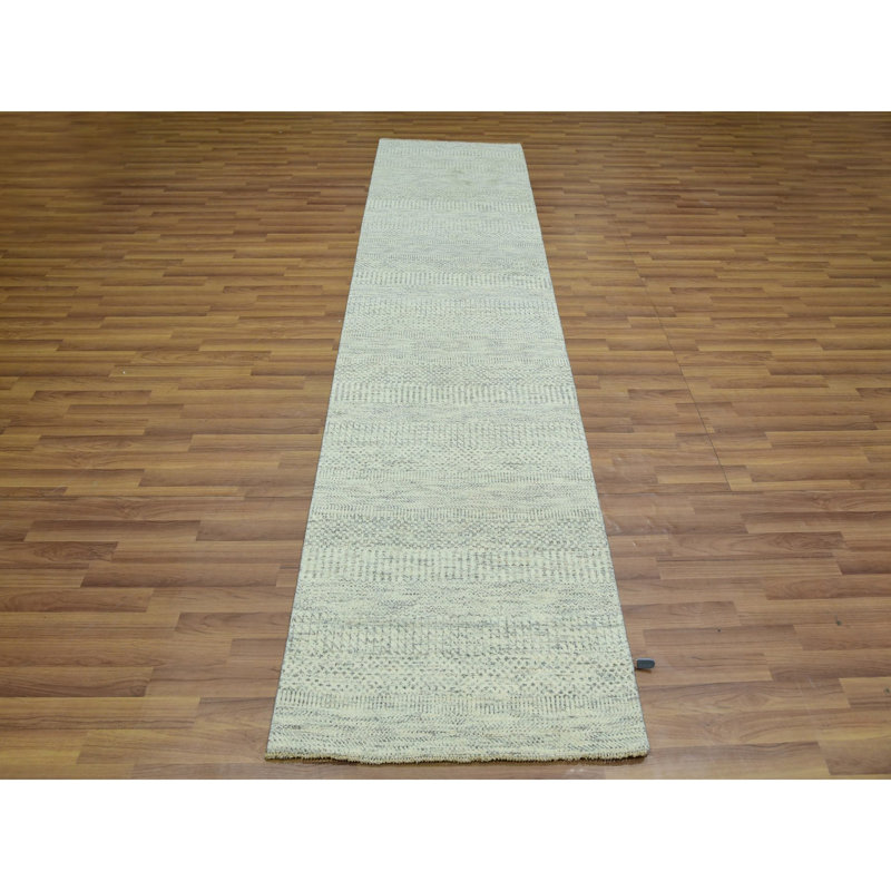 Tapis de couloir oriental moderne 100% laine noué à la main 2 pi 6 po x 10 pi 1 po Moderne