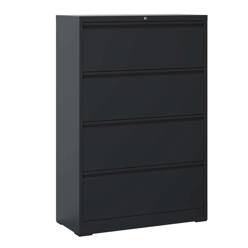 Armoire noire verrouillable en métal 4, conception de bureau moderne, rangement pour dossiers de format légal / A4 / F4, article essentiel pour réduire le bruit, performance stable
