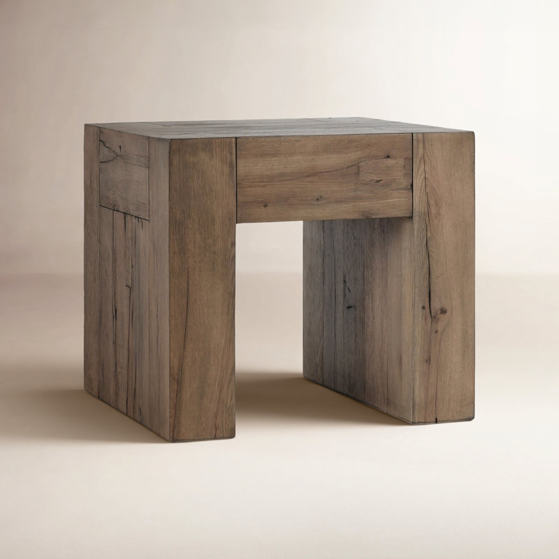 Solid Wood Sled End Table, Brown