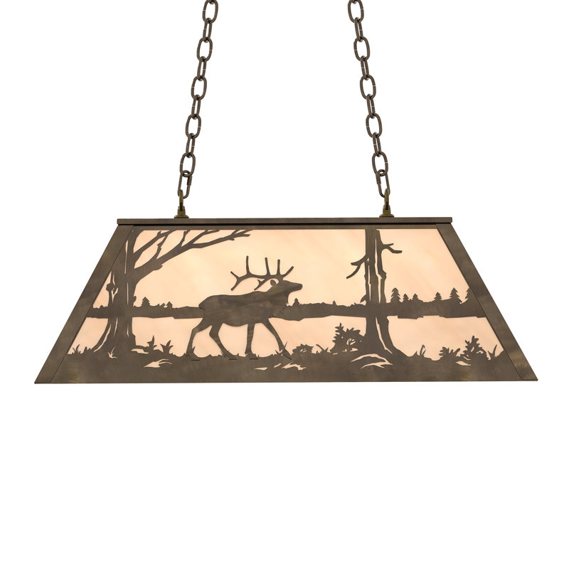6 - Light Pendant, Antique Copper, Glass, Beige