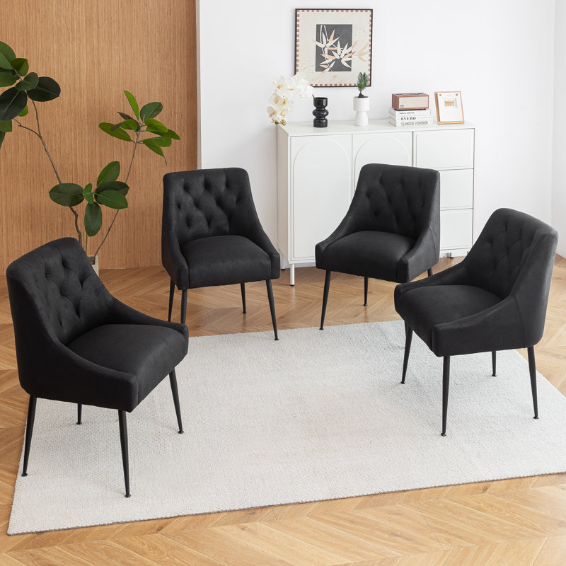 Dining Chairs (Set of 6) Mid Century Modern Kitchen Chair Comfortable Upholstered Premium Fabrics Dinner Chairs for Kitchen Dining Room