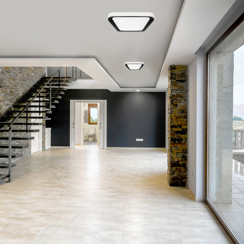 Quadro Plastic LED Flush Mount, Black, 7cm H x 40cm W x 40cm D
