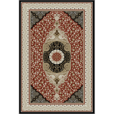 Tapis oriental tissé à plat Callison en rouge / beige / noir