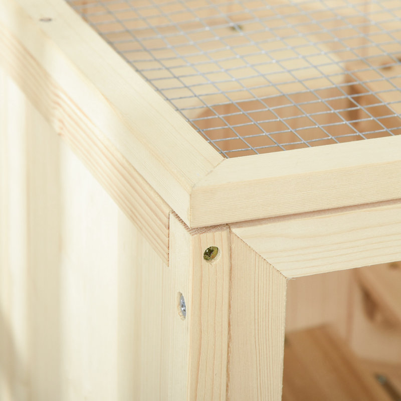 Cage à hamster en bois massif avec porte d'entrée et tablette de rangement