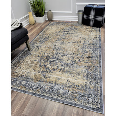 Anthony Abstract Blue Navy Area Rug