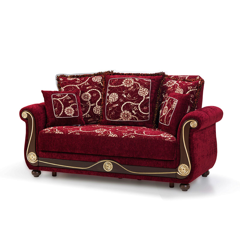 Causeuse convertible rembourrée avec rangement pour le salon de la chambre à coucher, Rouge