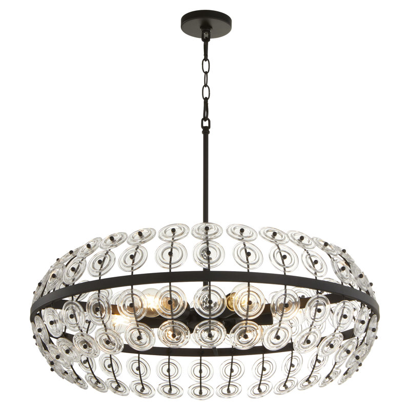 Selena 6 - Light Steel Dimmable Round / Oval Chandelier, Matte Black
