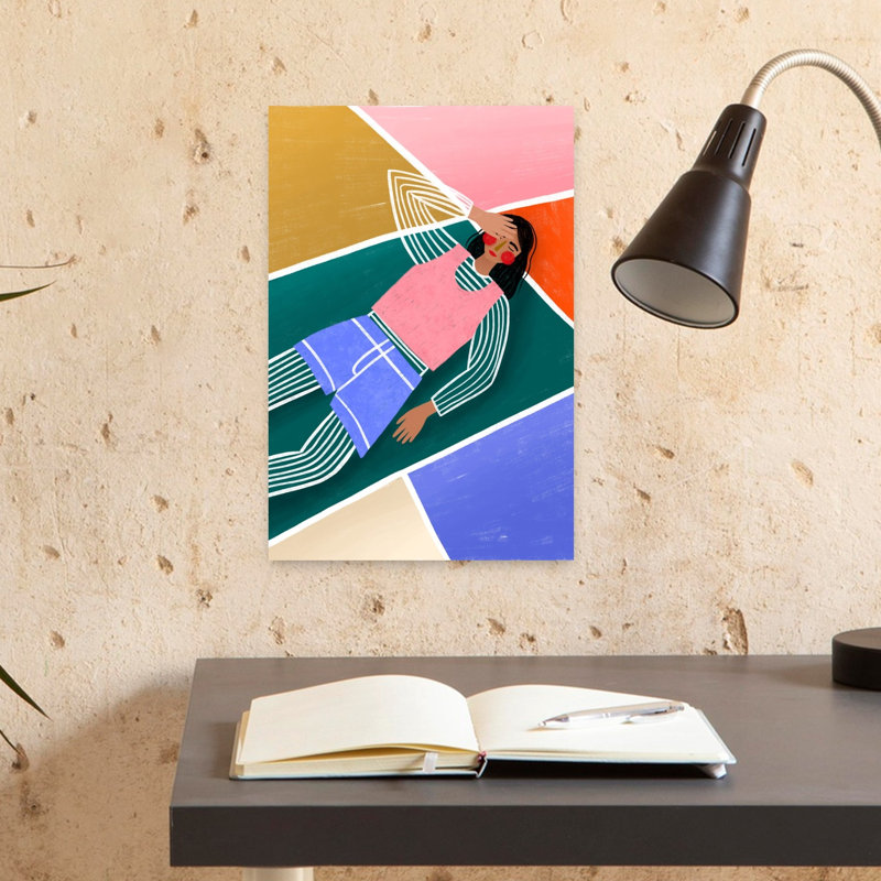 Vibrant Lady Resting Abstract Bold Colorful Wall Art Print, 45.72cm H x 30.48cm W