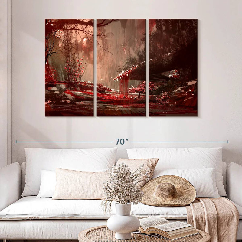 Kelan Blood Red Forest, 32" H x 50" W