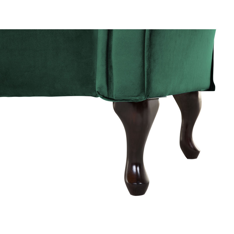 Whitlock Velvet Chaise Lounge, Right-Arm Chaise, Green