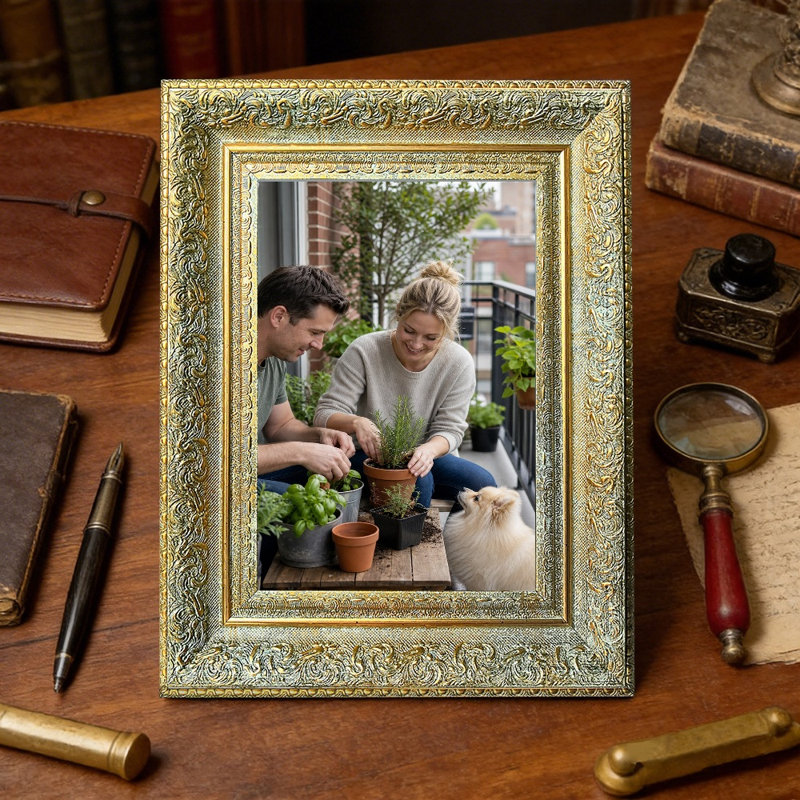 Cadre antique poli 1PC pour présentation de photos et d'anniversaires 8 po x 10 po, Antique Gold, 1, 8" W x 10" H