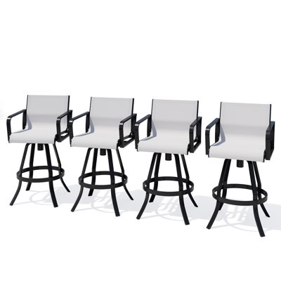 Ensemble de 4 tabourets de bar pivotants d'extérieur 29,72 po, structure en aluminium (ensemble de 4)