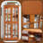68.7'' H Display Cabinet With Glass Doors, Adjustable Shelves And E26 Bulb(Dark Oak)-121448669