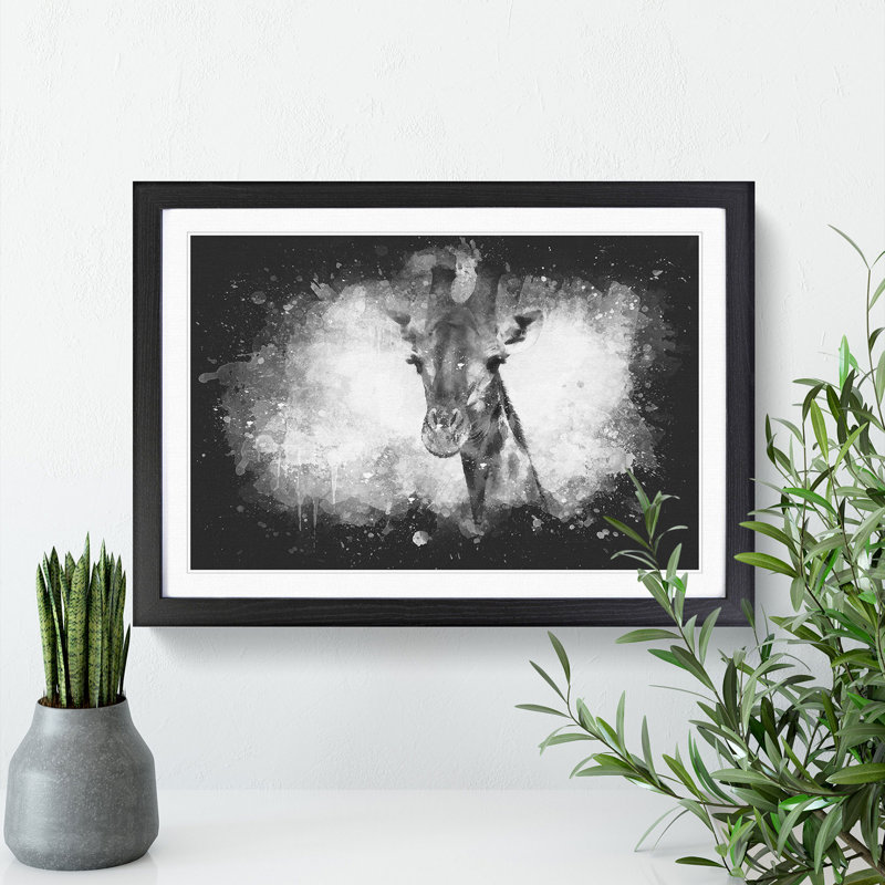 Giraffe Vol.3 - Picture Frame Painting, 27cm H x 36cm W x 2cm D, Black Framed
