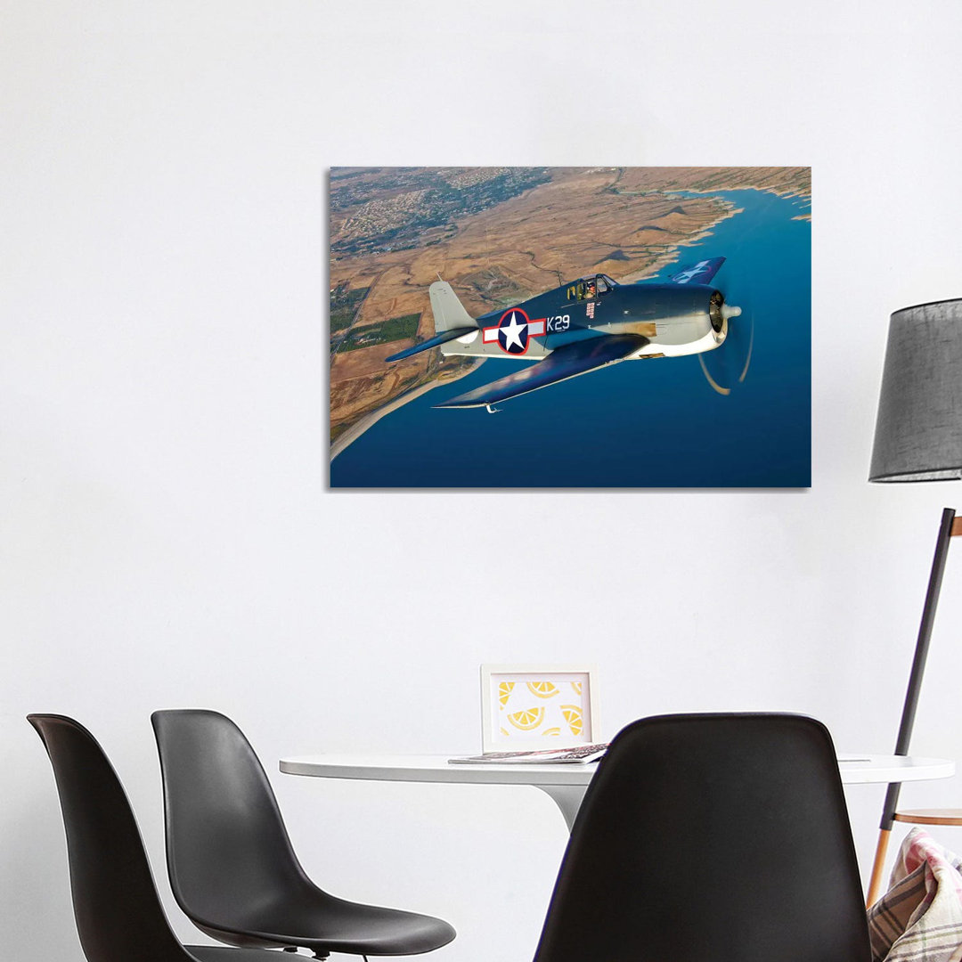 A Grumman F6F Hellcat Fighter Plane In Flight by Scott Germain - Wrapped Canvas Print