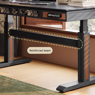 French-style retro solid wood electric height-adjustable desk with drawers desk