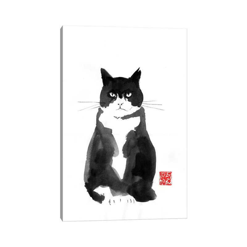 «Grumpy Cat» par Péchane - impression d'art graphique, Toile tendue, H 12 po x l 8 po x P 0,75 po