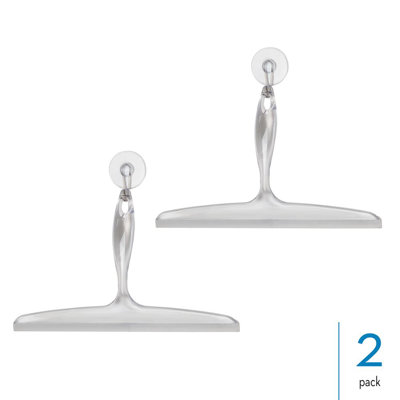 iDesign Bathroom Shower Squeegee with Wall Hook - Set of 2 - Clear