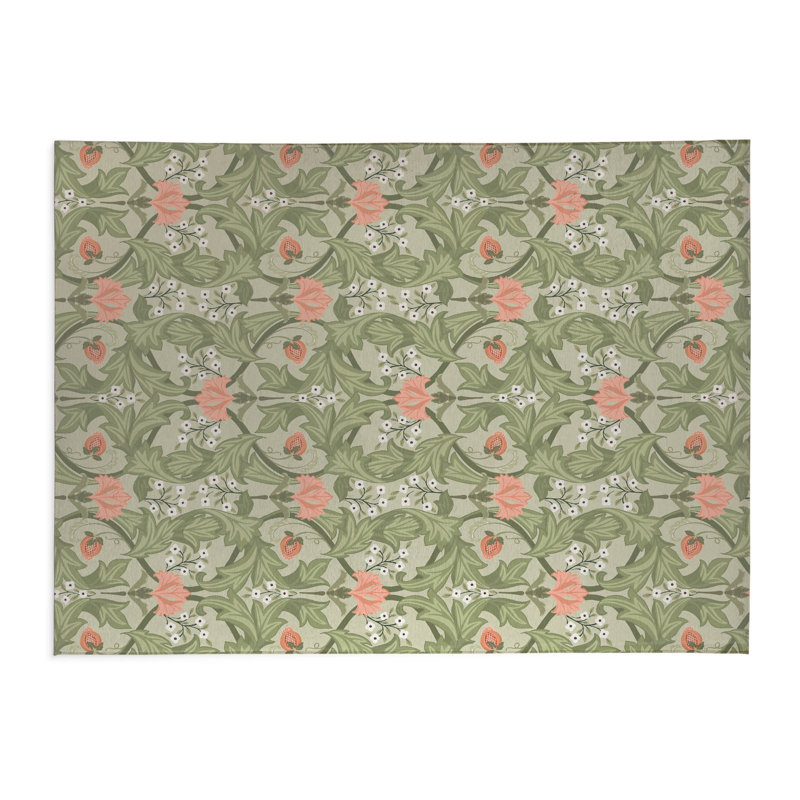 Ogee Leaf Decorative Lightweight Office Mat, 36" W x 60" D, Sage