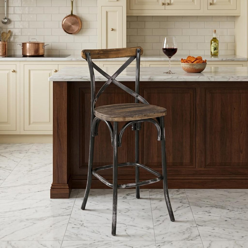 Veale Yahir Armless Bar Stool, Black