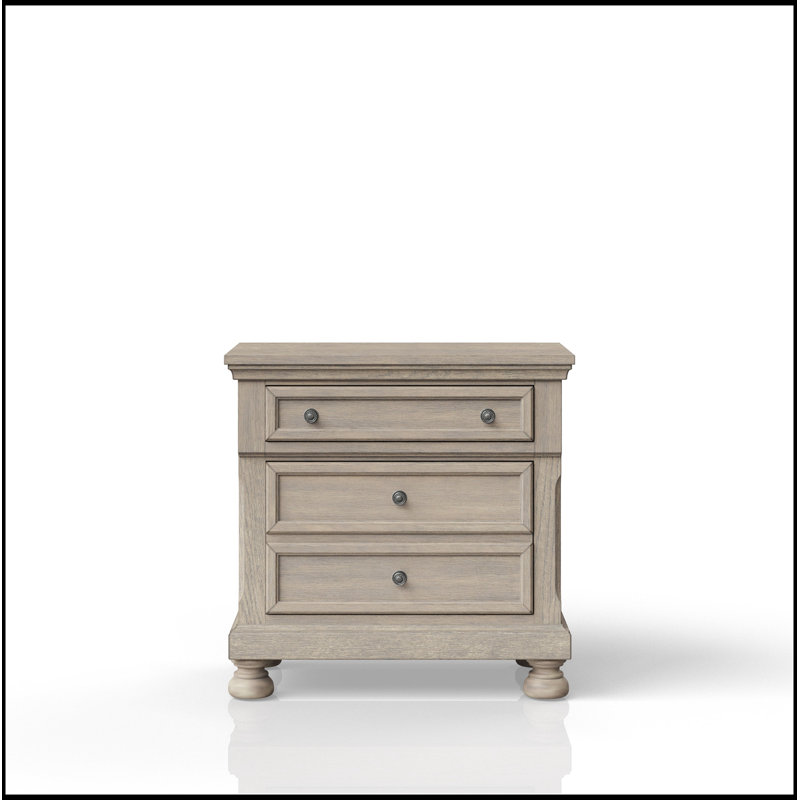 Table de chevet deux tiroirs gris antique