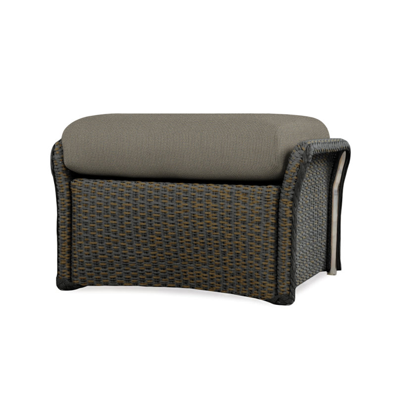 Weekend Retreat Outdoor Ottoman, Consider Indigo, Mink