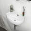 Lavabo de salle de bain mural en céramique blanc 16 x 11 pouces, trou de robinet simple, faible absorption d'eau, surface lisse, résistance aux acides, décoration moderne, poli, convient à tous les styles