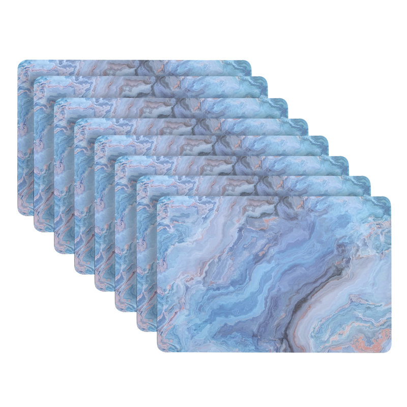 Placemats Dining Table Mat Table Decor Washable Non Slip Marble Rectangle 12 X 18 Navy