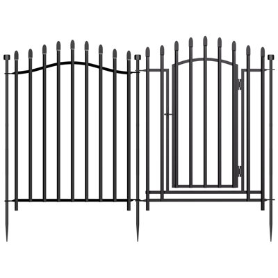 10 Panels No Dig Decorative Garden Fence with Gate - 32in H x 22.5ft L, Reinforced Square Tube Rustproof Tall Animal Barrier for Dogs & Rabbits, Outdoor Yard Border Fencing