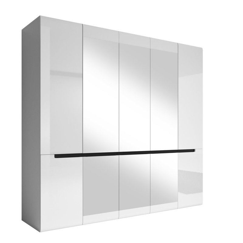 Batish 5 Door Manufactured Wood Wardrobe, White Gloss